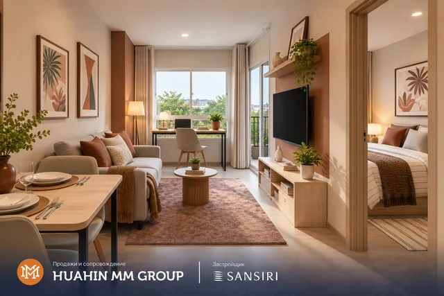 HUB Hua Hin · Визуализация MM · 1Bm · Гостиная · 3