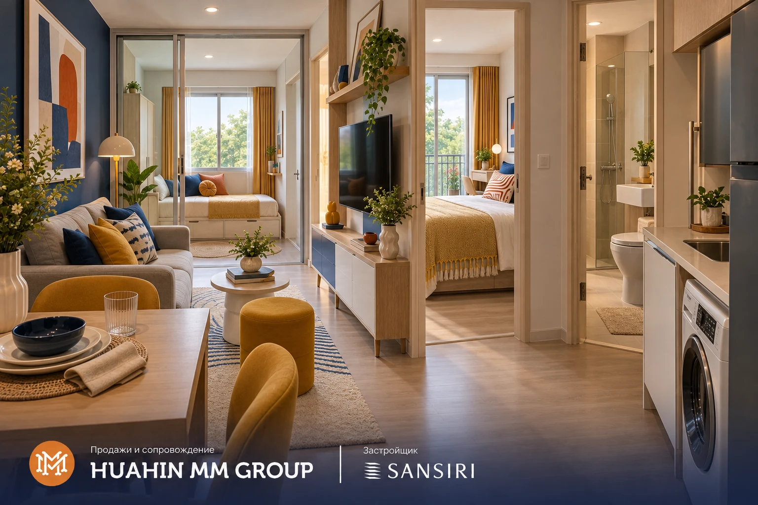 HUB Hua Hin · Визуализация MM · Визуализация MM · 1Dm · Гостиная · другой ракурс