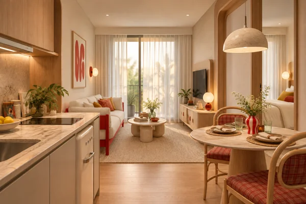 The Standard Residences · Визуализация MM · Гостиная и кухня · 010206 · концепция интерьера · 2