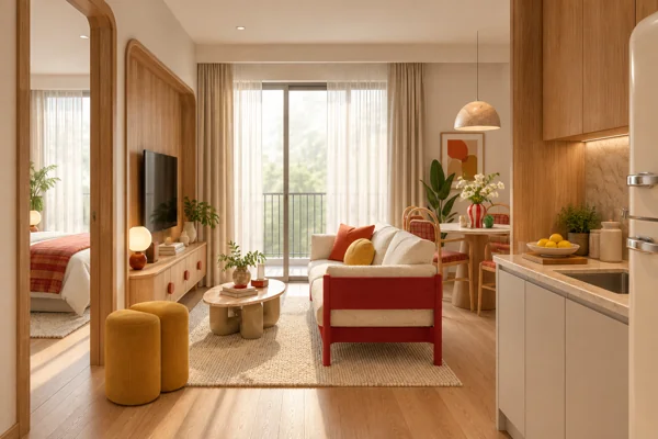 The Standard Residences · Визуализация MM · Гостиная и кухня · 010702 · концепция интерьера · 2