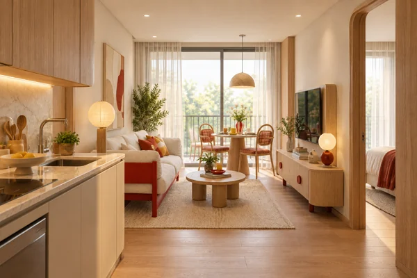 The Standard Residences · Визуализация MM · Гостиная и кухня · 010712 · концепция интерьера · 2