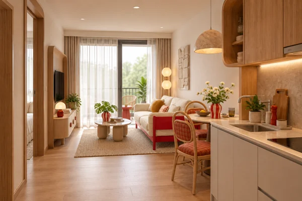 The Standard Residences · Визуализация MM · Гостиная и кухня · 010713 · концепция интерьера · 2