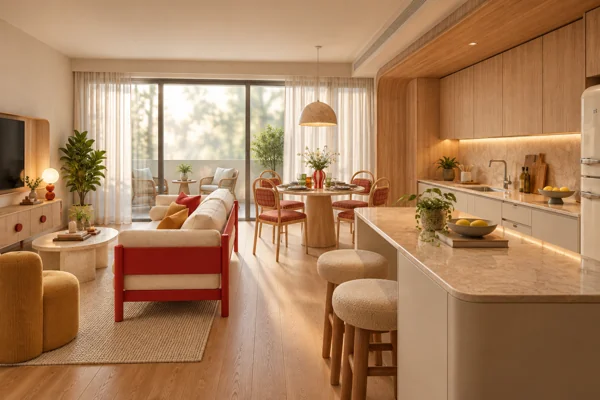 The Standard Residences · Визуализация MM · Гостиная и кухня · 040106 · концепция интерьера · 2