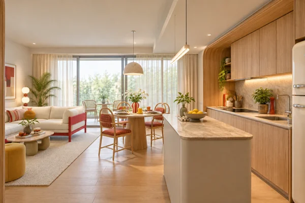 The Standard Residences · Визуализация MM · Гостиная и кухня · 040302 · концепция интерьера · 2
