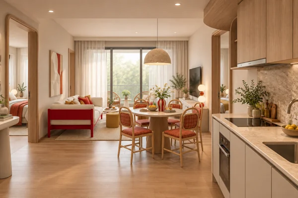 The Standard Residences · Визуализация MM · Гостиная и кухня · 050202 · концепция интерьера · 2
