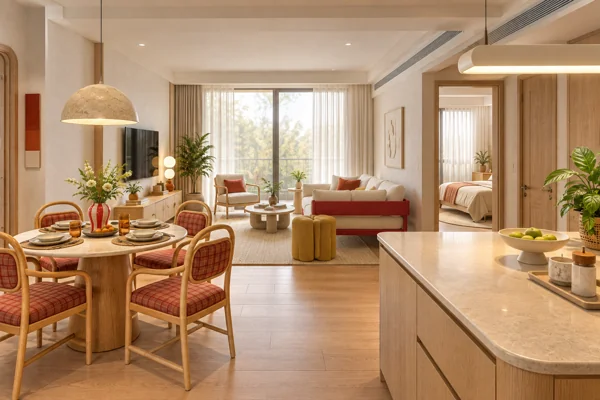 The Standard Residences · Визуализация MM · Гостиная и кухня · 070101 · концепция интерьера · 2